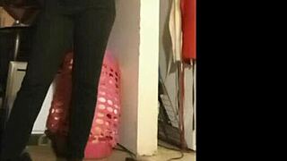 Oiled bbw milf model teases in solo striptease with wet fat body undressing as slutty whore on webcam