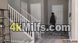 Ball gagged busty milf dominated by big cocked dude choking