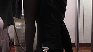 Milf In Lingerie With Beautiful Legs And Pantyhose Gets Groped And Fucked While Ironing