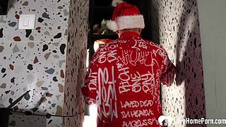 Our naughty Christmas kitchen session turns rough with redhead babe bent over for hardcore doggystyle fucking and rimjob exposed on holiday