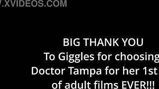 Giggles feet rub giant hot rock at beach on beat2feetcom