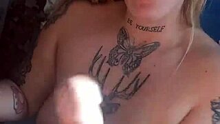 she gets mad after i give her friend deepthroat blowjob and blast cumshot on his face. slut latina sucks cock with handjob in crazy tattoo scene.