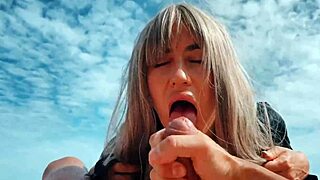 Blonde Girl Masturbates Public Nudist Beach Footjob Cumshot