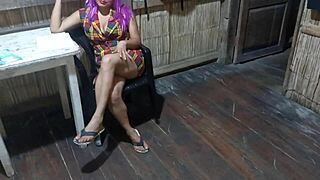 sexy madrastra dresses as worker with big ass milf charms in homemade sex tape touching pussy at ranch house