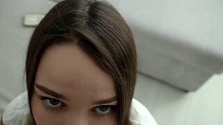 stepsister skips school for intense blowjob and doggystyle creampie with stepbrother in homemade pov