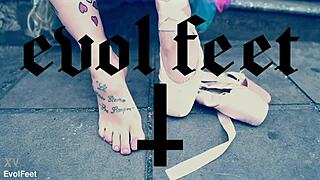 Ballerina Wearing Ballet Shoes Walking Down Street With Blonde Dancing Feet Fetish