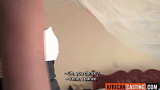 how's big tits ebony model getting pussy stretched in fake homemade casting?