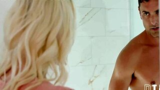 Petite amateur teen with small tits gives blowjob in hardcore pov taboo reality scene as she wants to watch Kenna James and Ryan Driller