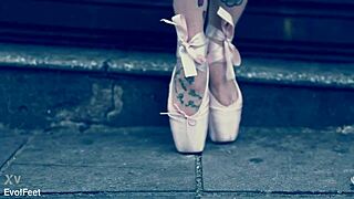 Ballerina Wearing Ballet Shoes Walking Down Street With Blonde Dancing Feet Fetish