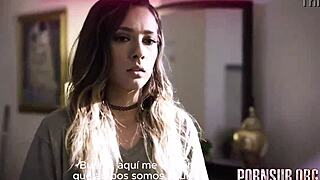 Hey follando a oscuras with big tits blonde milf and petite latina in creampie taboo seduction scene sub español.