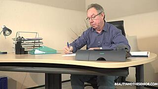 an old boss spots a skinny teen 18+ at her job interview. he decides to fuck her right there.