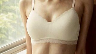 Sweet professional lingerie models posing barefoot