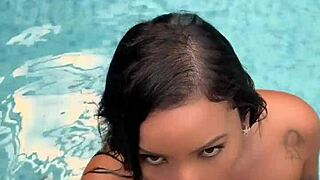 Big Ass Black Teen Sucks Huge Cock At Gloryhole In Outdoor Public Pool With Interracial Pov Action