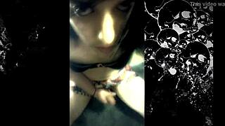 Hey, this amateur shemale is masturbating with those long legs and cute tits on webcam