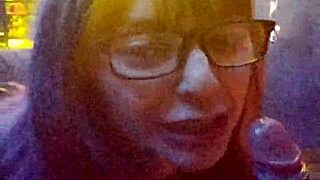 Intriguing submissive latina whore gagging on huge cock and balls with deepthroat cum swallow