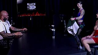 Safada dances sensually after sharing art work history