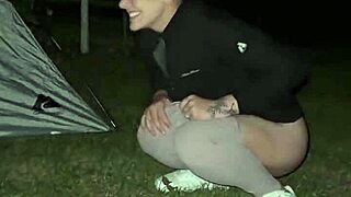i flashed outdoors teasing my wet pussy with big dick husband by campfire