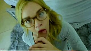 Blonde Woman With Glasses Gives Blowjob