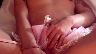 Oh man, this dirty young girl is masturbating solo with her natural tits out