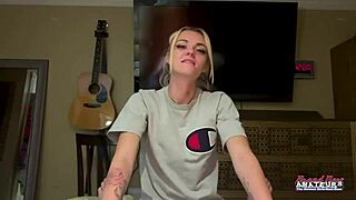 Skinny Blonde Cutie Sassy Sucks Cock With Ball Licking And Rimjob Before Pussy Pounding And Cum Swallow