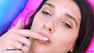 Stunning Brunette Model Unveils Her Figure in Casting Interview on Sofa for Photoshoot