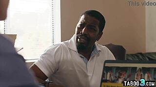 Busty latina milf wife Little Puck licks and fucks husband with big black cock