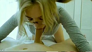 Blonde Woman With Glasses Gives Blowjob