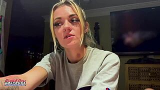 Skinny Blonde Cutie Sassy Sucks Cock With Ball Licking And Rimjob Before Pussy Pounding And Cum Swallow