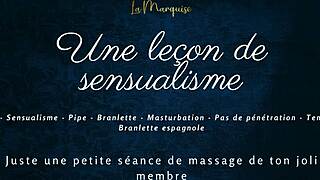 Experience this French audio solo with gentle handjob praises and huge tits