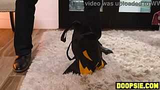 Horny asian teen 18+ gets humped by a big dick neighbor on halloween