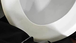 Black guy masturbated close up in restroom until he came hard