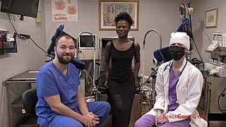 Exclamatory-Raw petite 18+ brunette rina arem explores first gyno exam with anal fingering gaping shaved pussy in latex gloves!