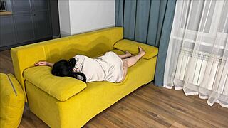 Milf WITH a BIG ASS was WAITING on her HUSBANDS COUCH but SHE got FUCKED in the ASS!