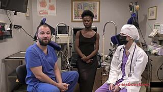 Exclamatory-Raw petite 18+ brunette rina arem explores first gyno exam with anal fingering gaping shaved pussy in latex gloves!