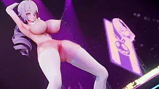 bitch knight dances to music with big tits