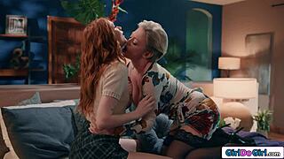 Redhead gets nipples pulled and facesitted by dominant milf.