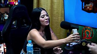 Novinha luuh barbosa evaluates ruan's cock and strips during outdoor public podcast interview