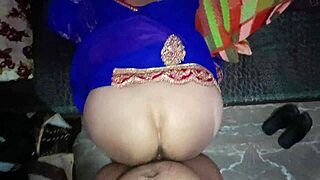 Stepmother seduces her stepson with Hindi voice. He bends her over for doggystyle fucking and creampie cum in mouth.