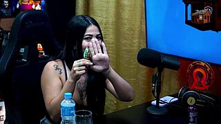 Novinha luuh barbosa evaluates ruan's cock and strips during outdoor public podcast interview