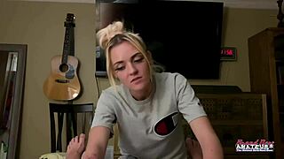 Skinny Blonde Cutie Sassy Sucks Cock With Ball Licking And Rimjob Before Pussy Pounding And Cum Swallow