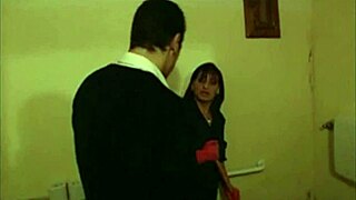 Italian european maid in student uniform starts her day