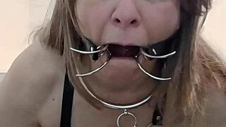 feeling so humiliated as milf slave in harness with candle play.