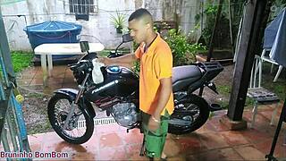 Blonde wife with monster cock boyfriend does homemade fetish sex on new motorcycle!