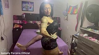 Isabelly Ferreira with a masked boy