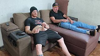 Gay Daddy And Stepson Jerk Big Cock Together In Bareback Solo Fetish