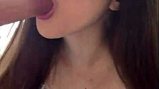 This cute russian brunette with small tits teases in pov joi, stripping to expose shaved pussy for dirty talk. She adds blowjob dildo and facesitting with stockings on.