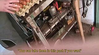 On a sunny ranch, a straight farmer guy gets convinced to try a thrilling blowjob and handjob from another country fellow.