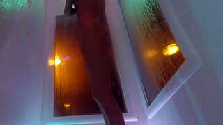 skinny brunette kendra cole enjoys a relaxing solo shower in the bathroom with bathing routine and natural vibe