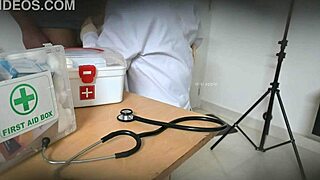 Doctor performs secret blowjob on patient in clinic setting.