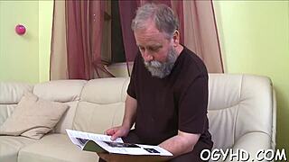 young 18+ russian girl gets hardcore action from old mature guy in rough blowjob and fucking